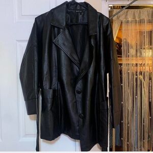 •Oversized Faux Leather Jacket (Top Button Is A Little Loose/Flimsy)